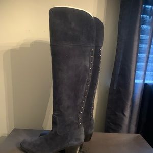 Vince Camuto blue suede knee or over knee boots